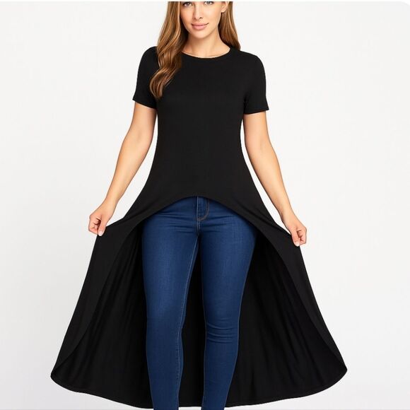 SALE Black High Low Top XL and Plus size - Picture 3 of 7